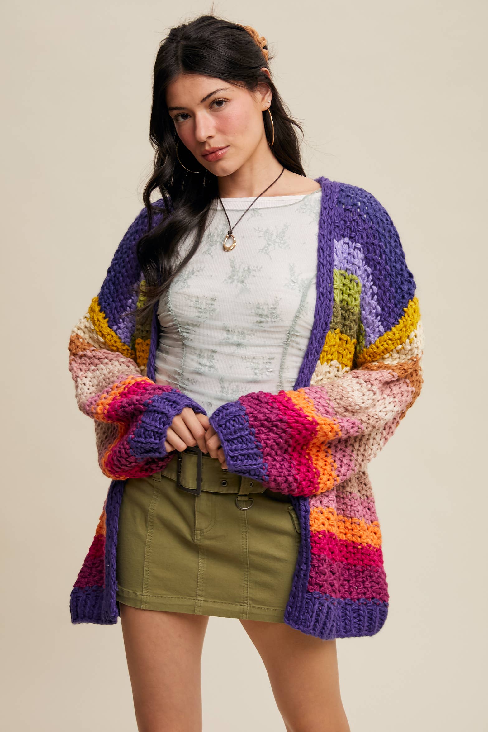 Rainbow Hand-Crochet Cardigan