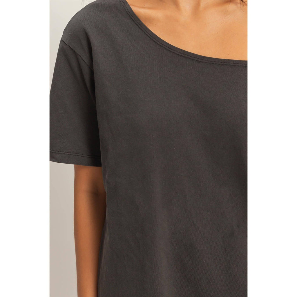 Boat Neck Short Sleeve Basic Tee