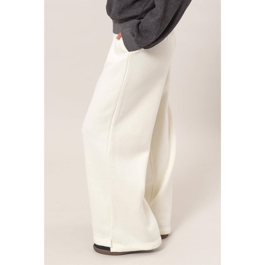 Fold Over Waist Wide Leg Sweatpant