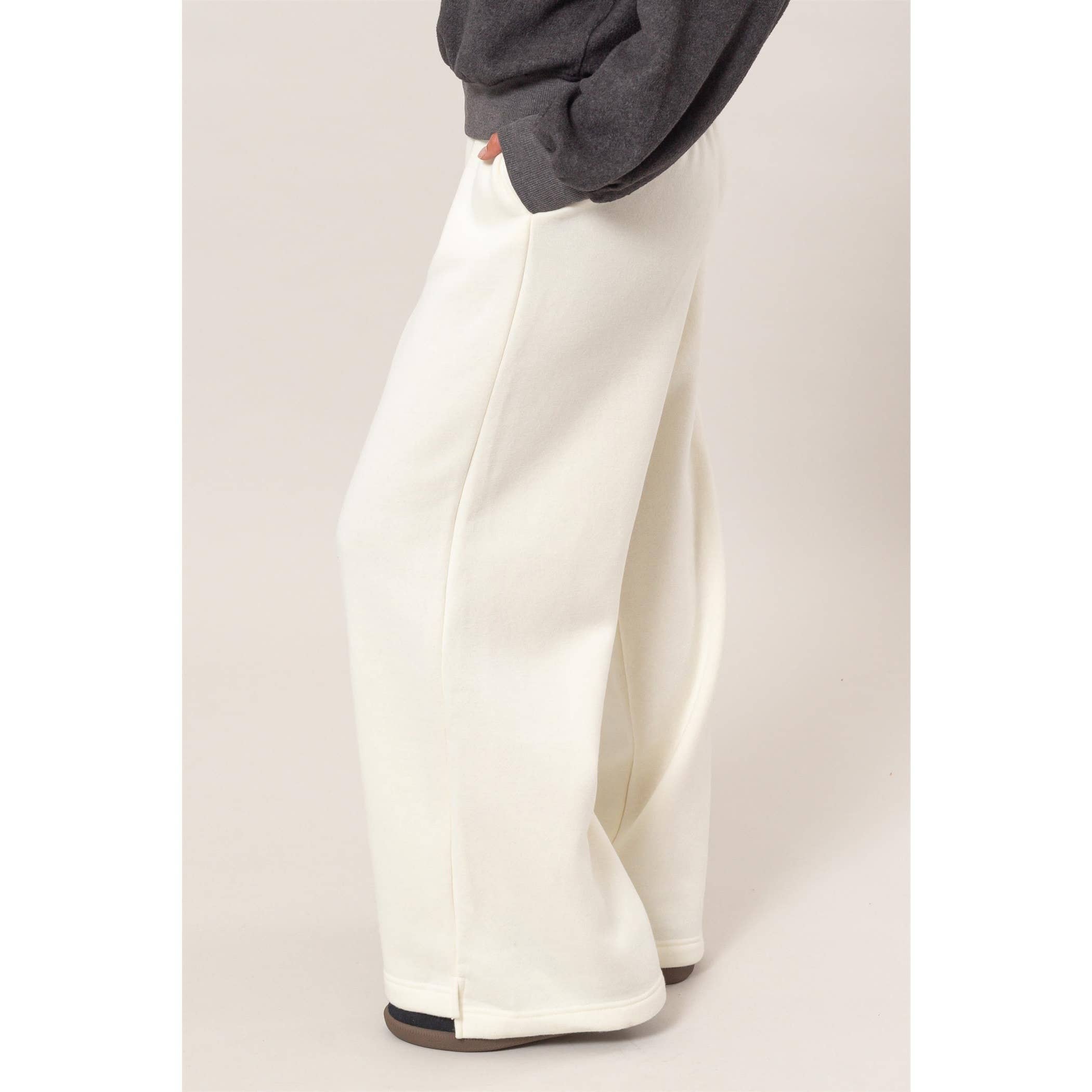 Fold Over Waist Wide Leg Sweatpant
