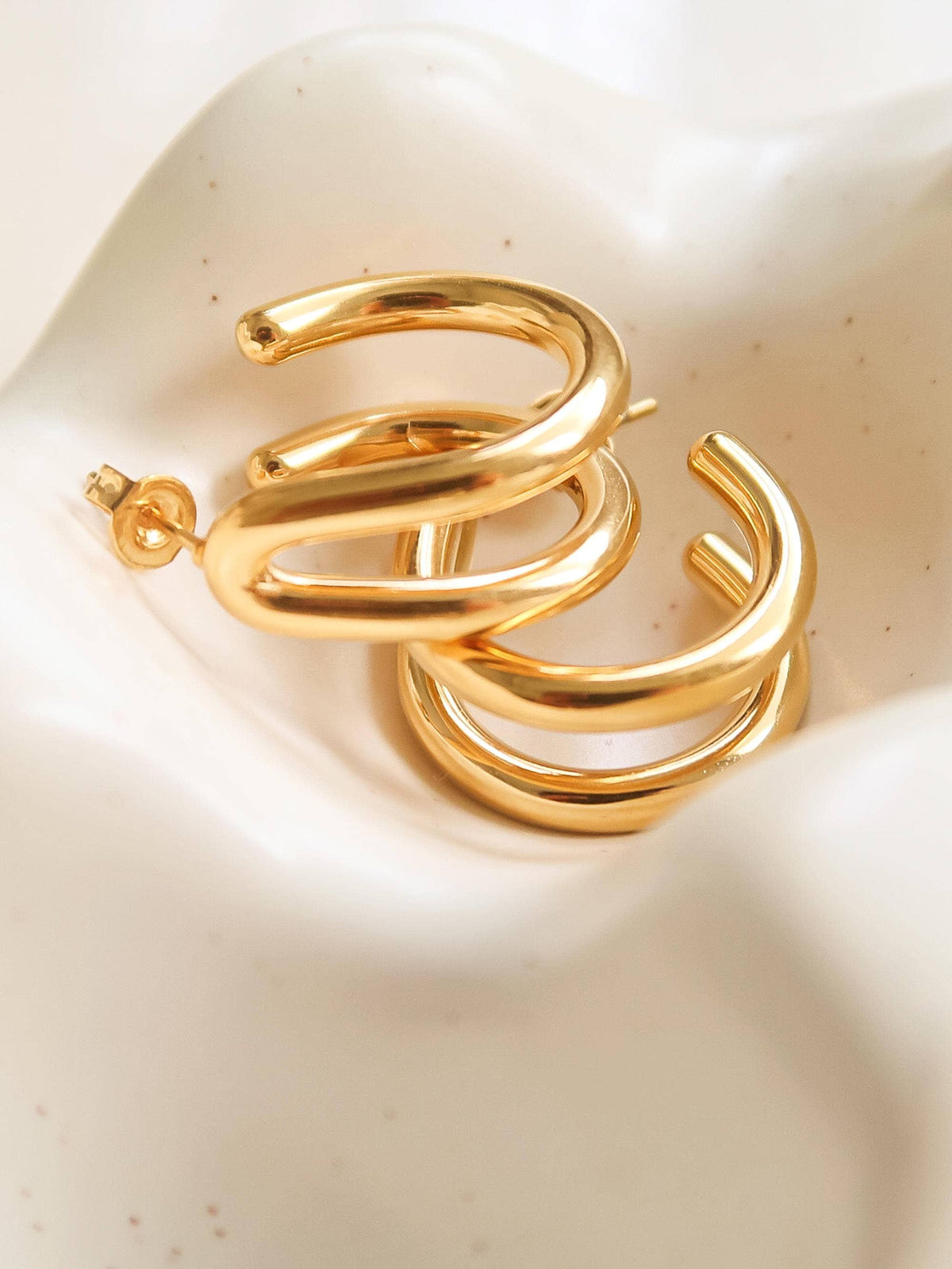 18K Gold Non-Tarnish C Hoop Earring