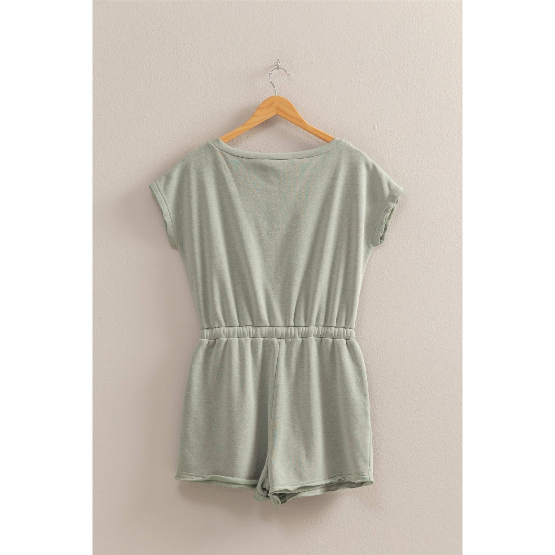 Cap Sleeve Drawstring Waist Romper