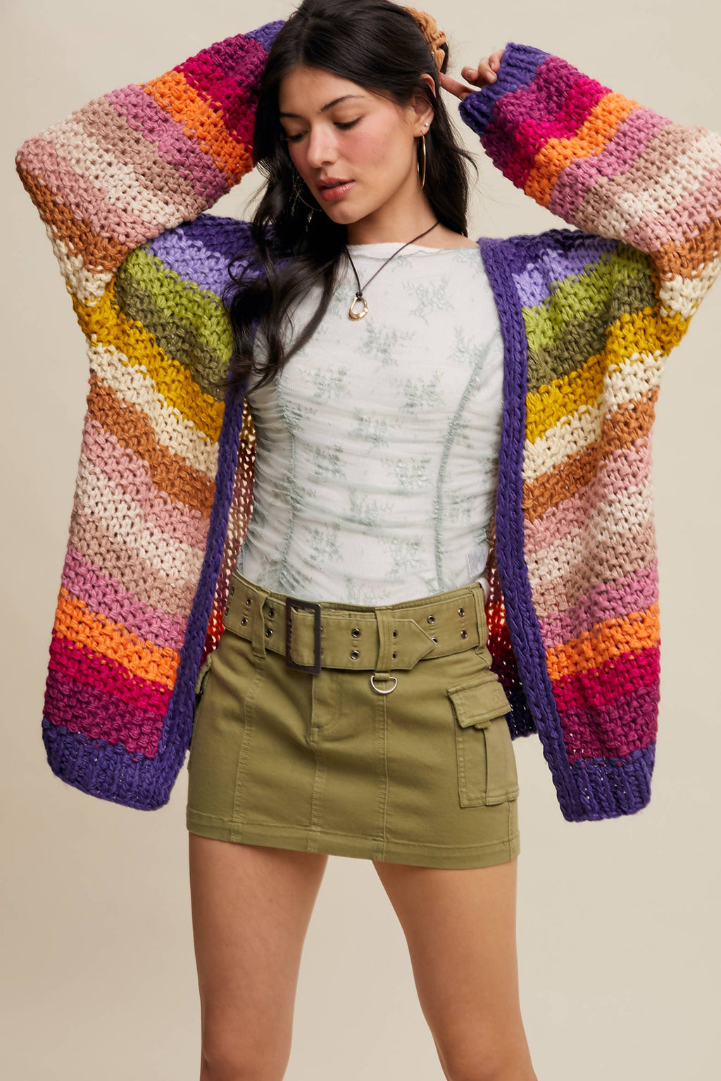 Rainbow Hand-Crochet Cardigan