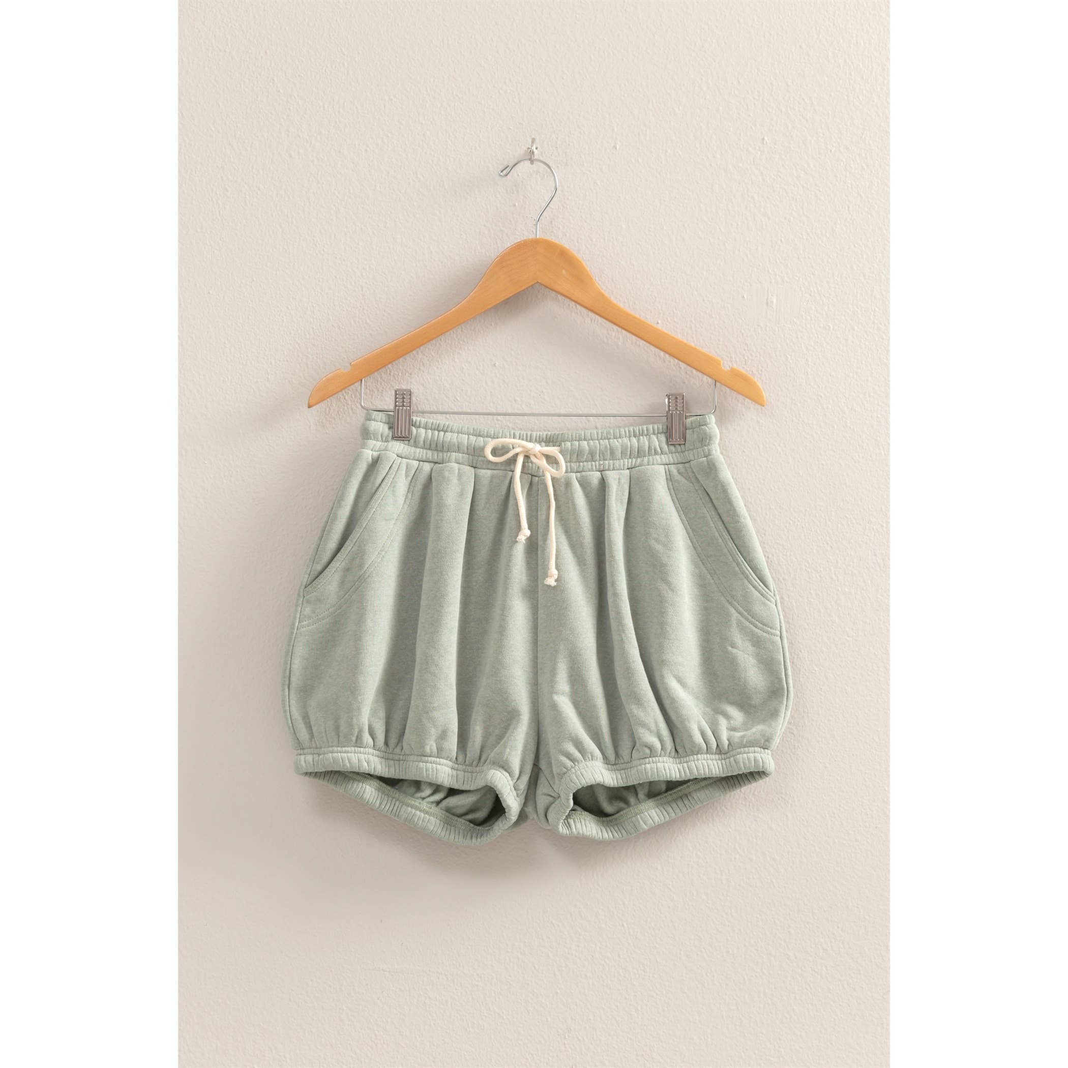 Drawstring Waist Bubbled Hem Shorts