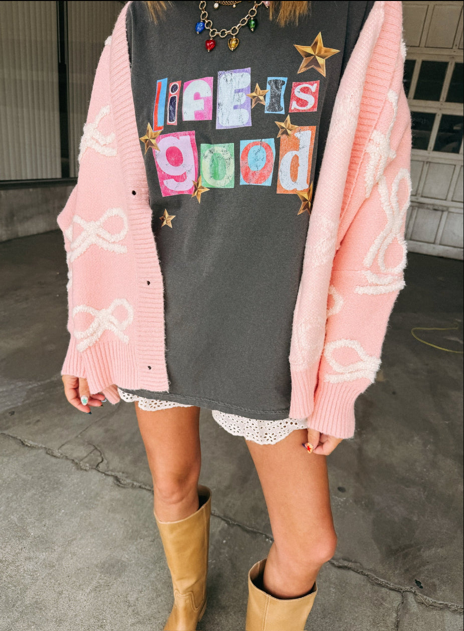 Life is good graphic tee - charcoal