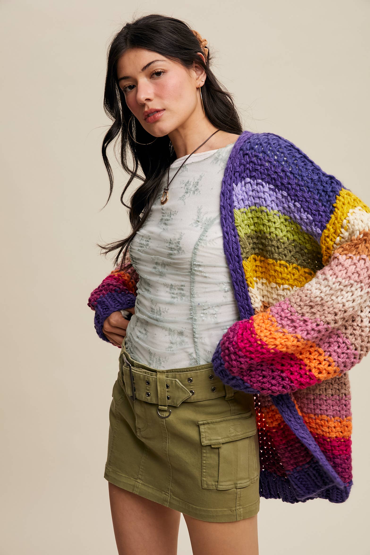 Rainbow Hand-Crochet Cardigan