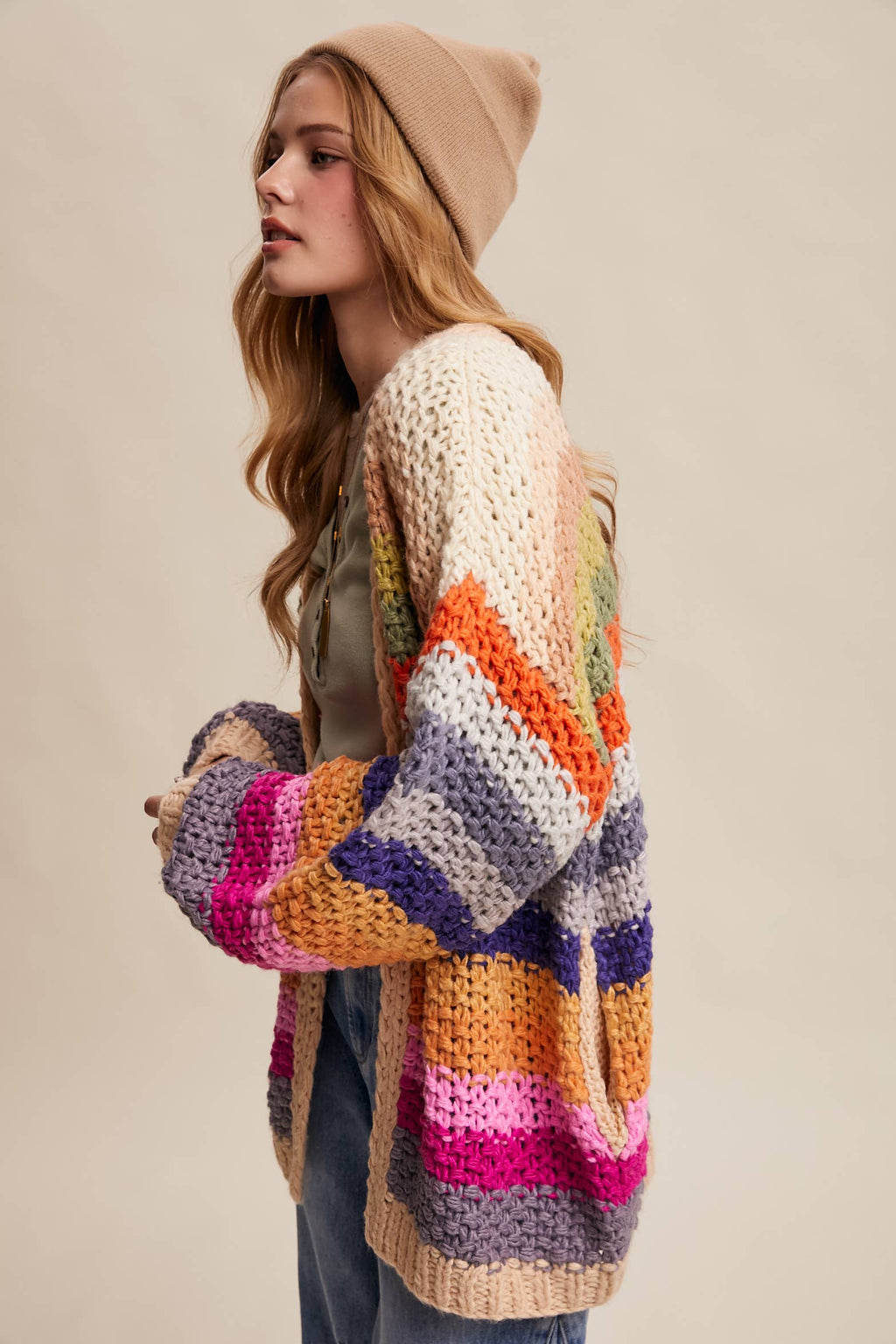 Rainbow Hand-Crochet Cardigan