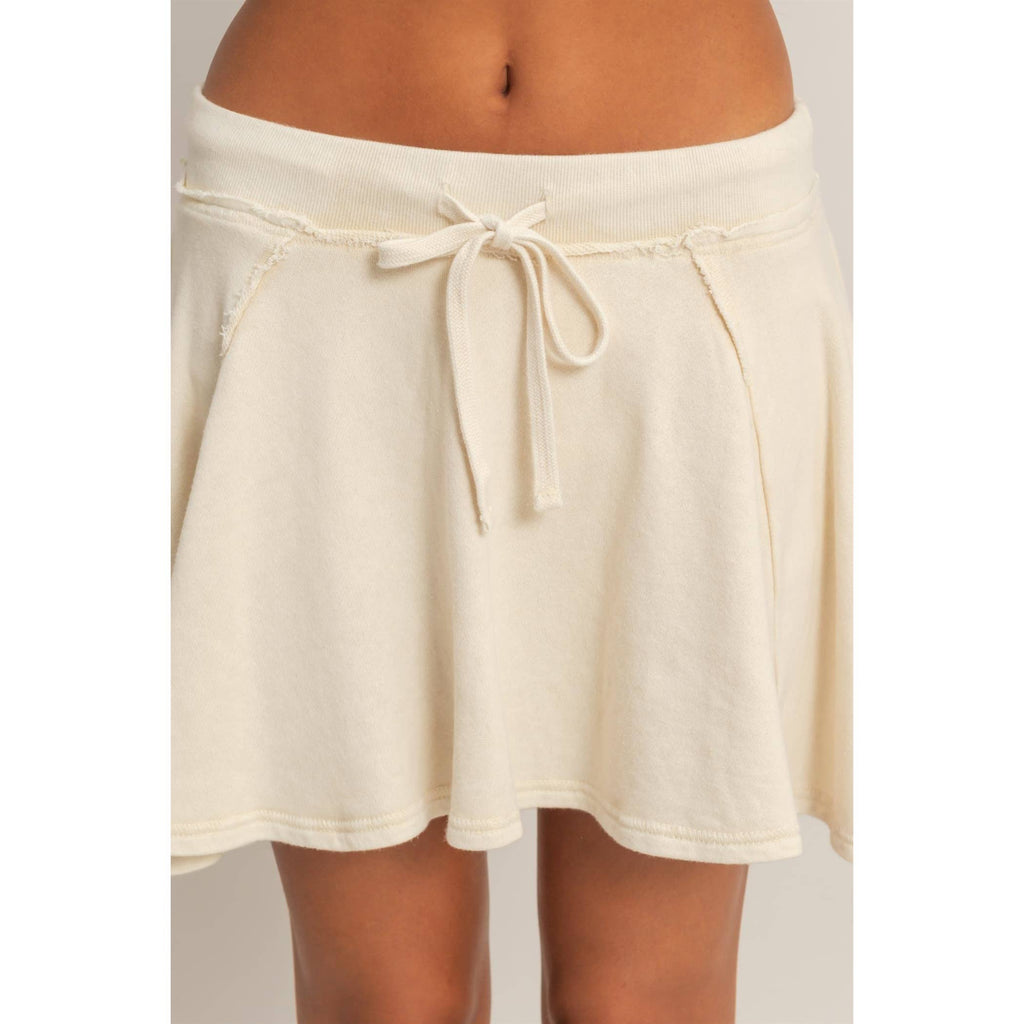 Acid Washed Mid Waist Flowy Skort