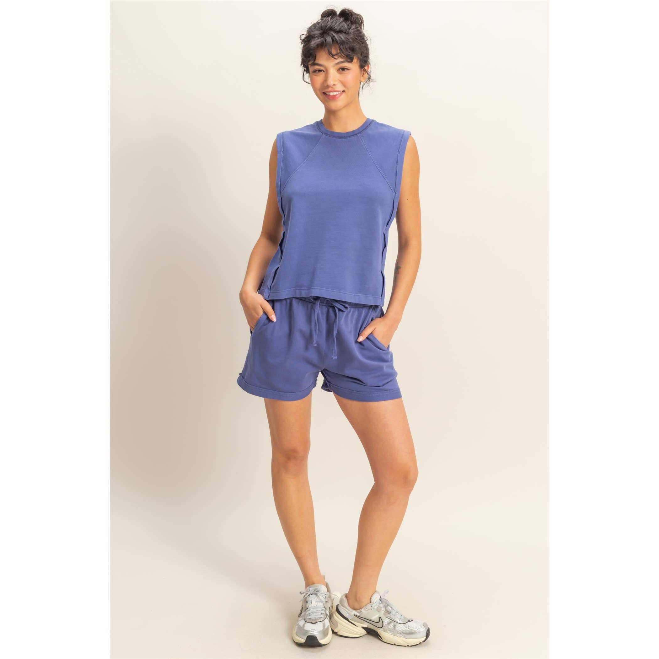 Round Neck Sleeveless Boxy Top
