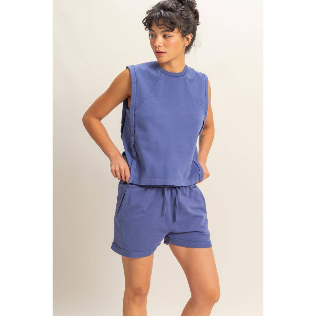 Round Neck Sleeveless Boxy Top