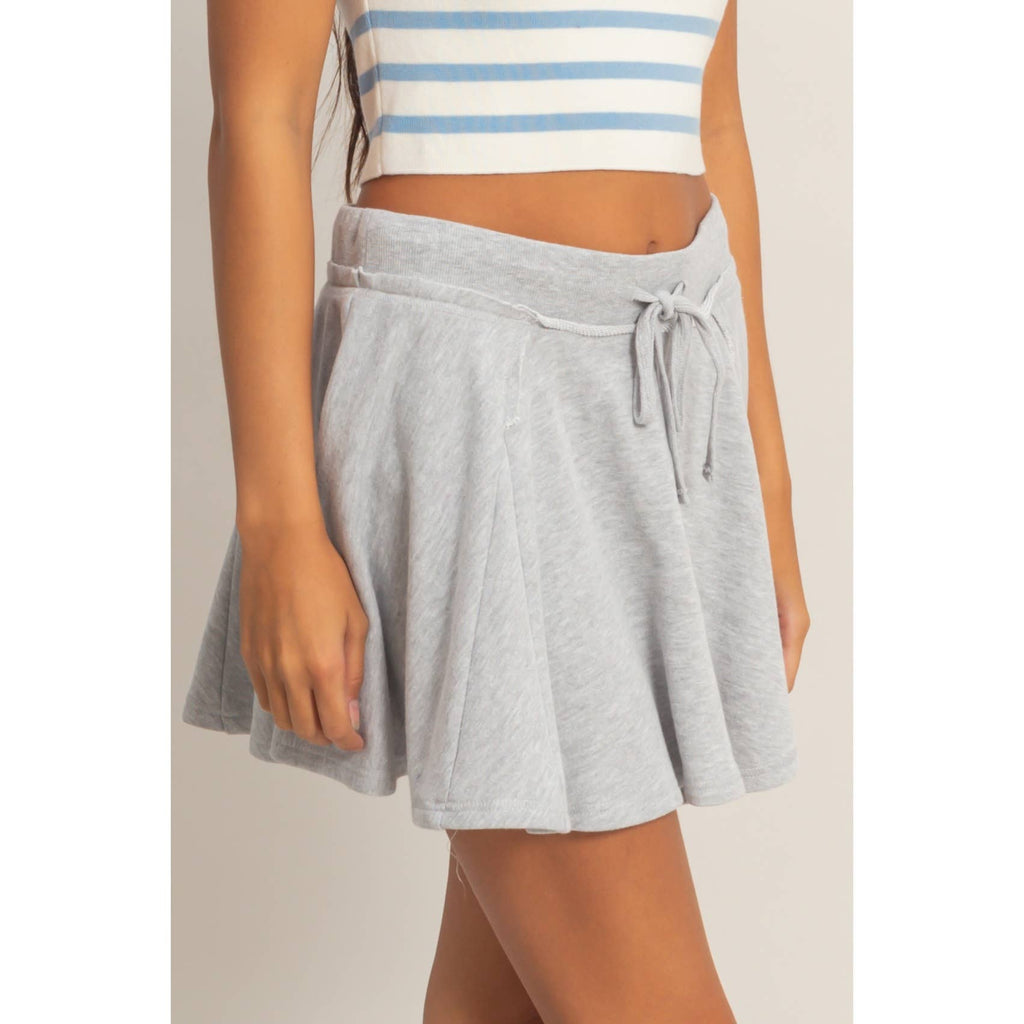 Acid Washed Mid Waist Flowy Skort