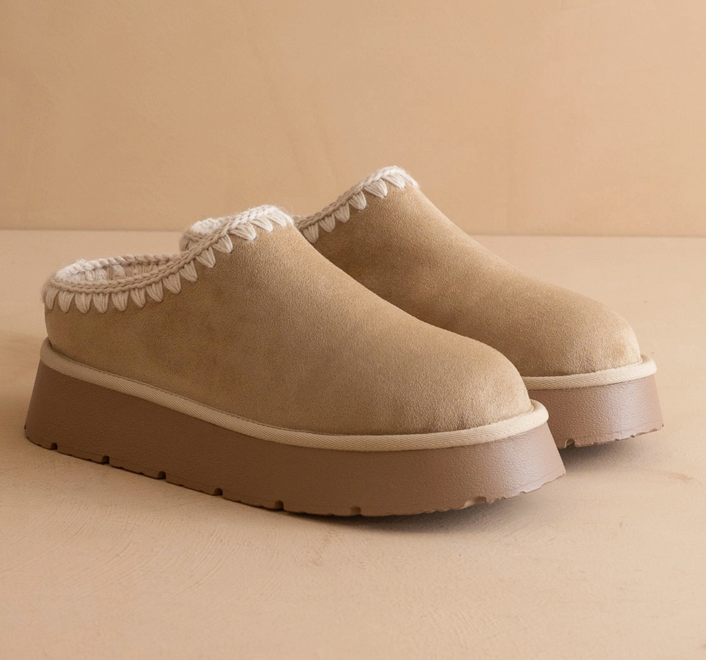 The Brandi || Almond Platform Mule Slipper
