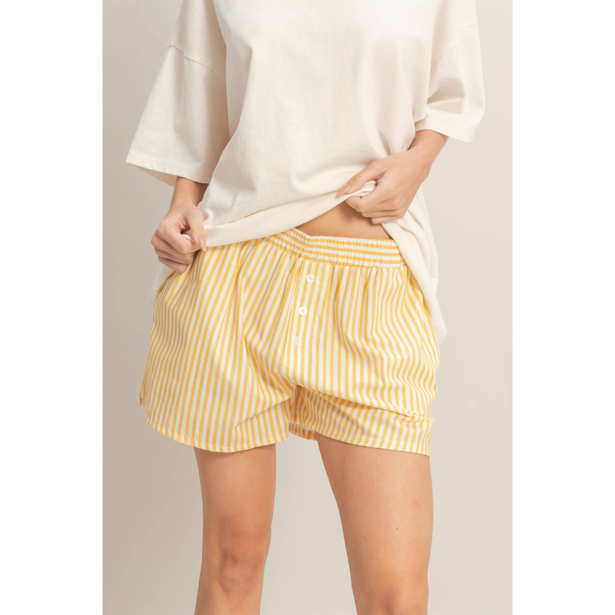 Striped Elastic Waist Boxer Shorts