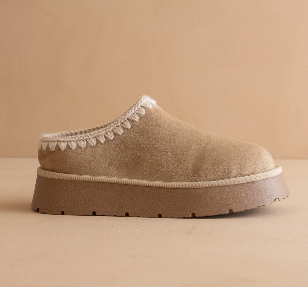 The Brandi || Almond Platform Mule Slipper