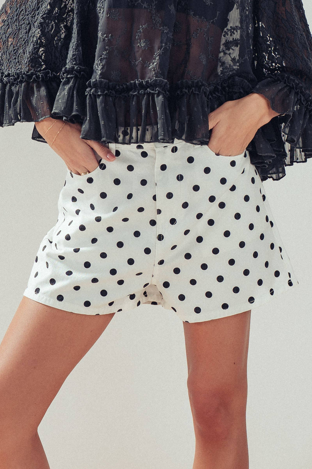 Polka Dot High-Waist Shorts