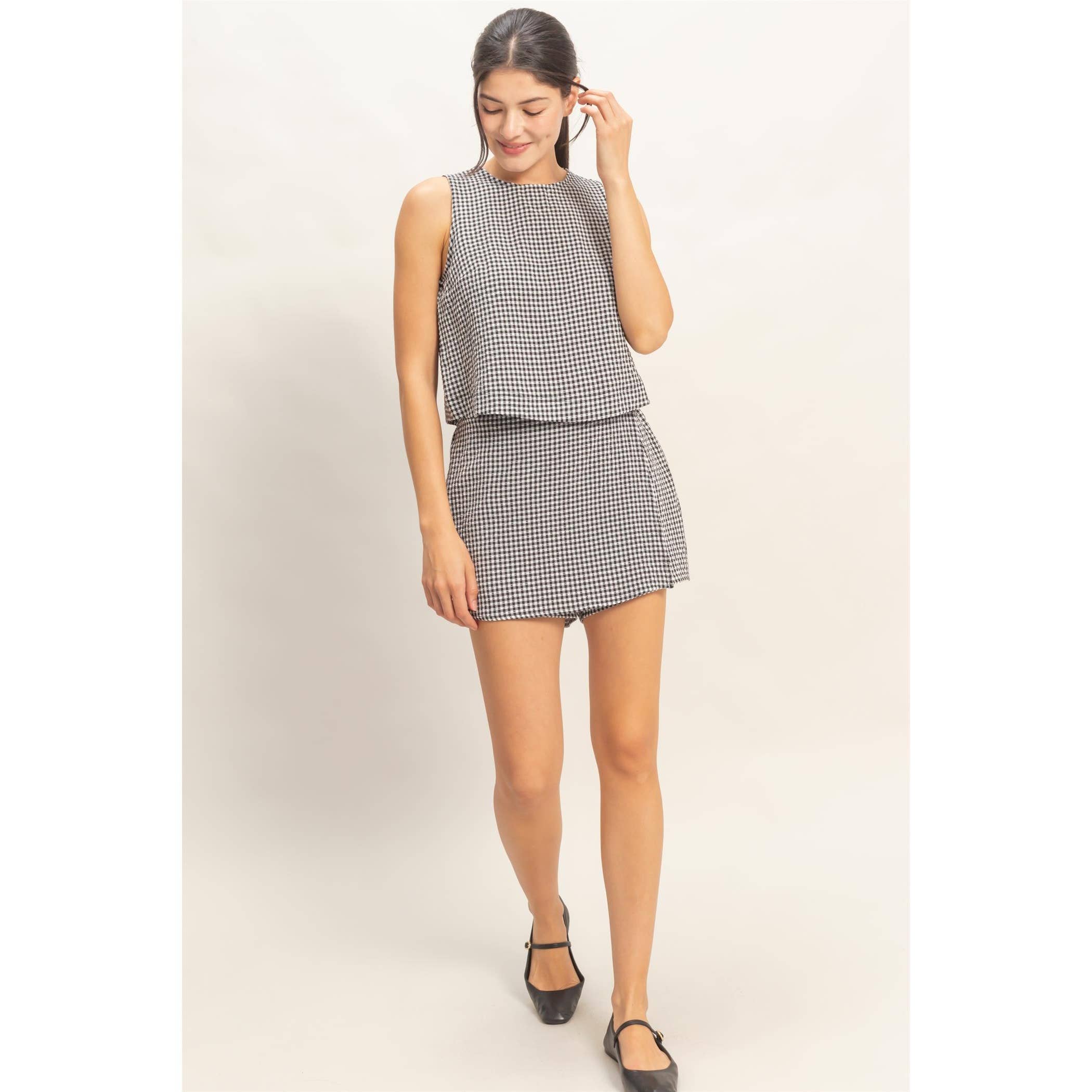 Gingham Sleeveless Set (Top)