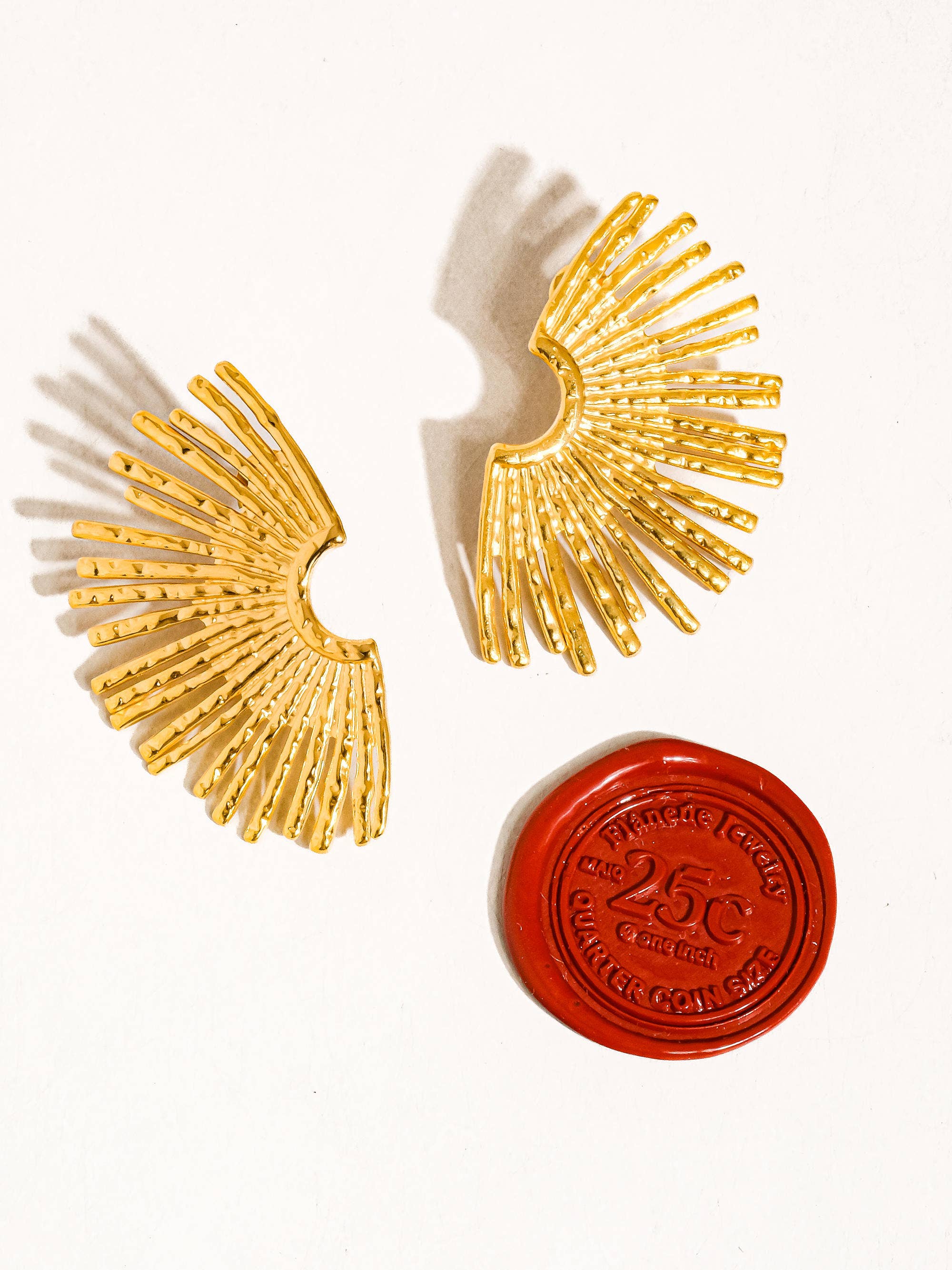 18K Gold Non-Tarnish Sunburst Earring