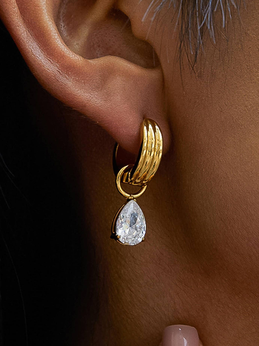 18K Gold Non-Tarnish Teardrop Earrings