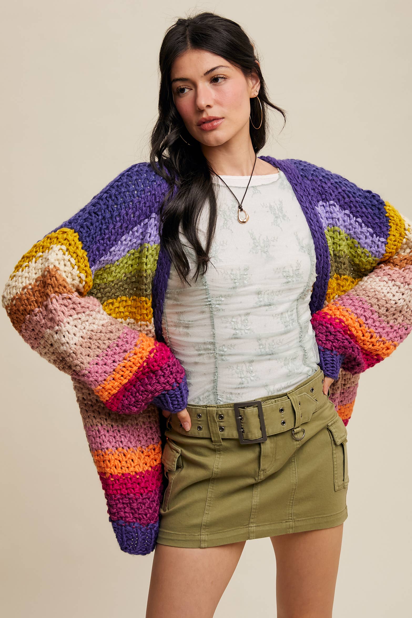 Rainbow Hand-Crochet Cardigan