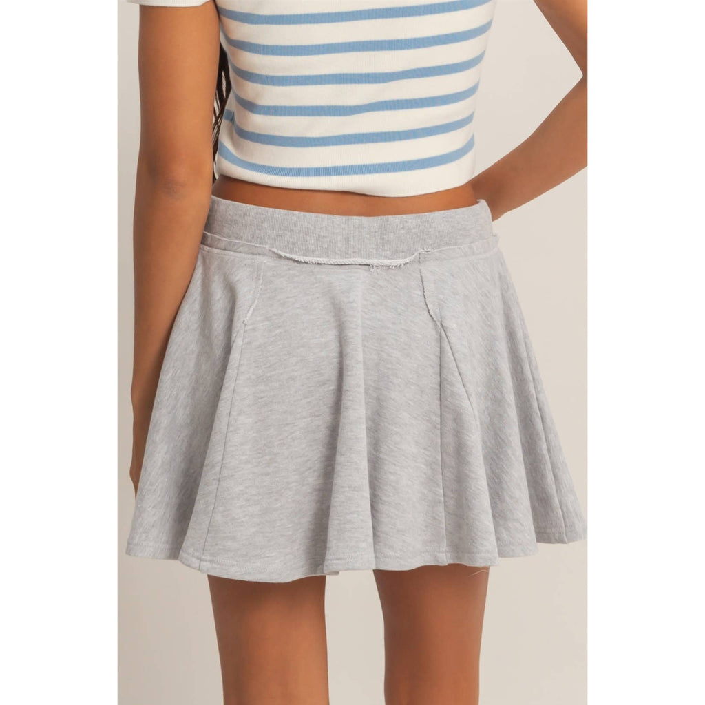 Acid Washed Mid Waist Flowy Skort