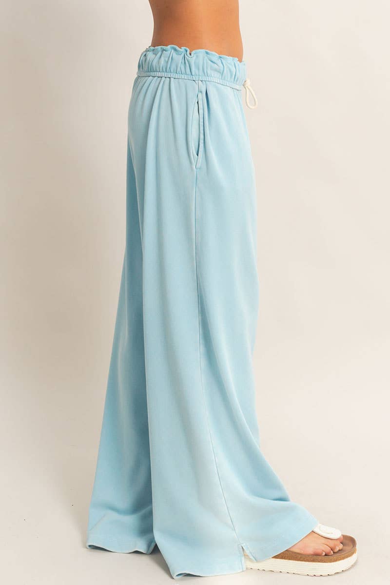 Fold Over Waist Wide Leg Sweatpant