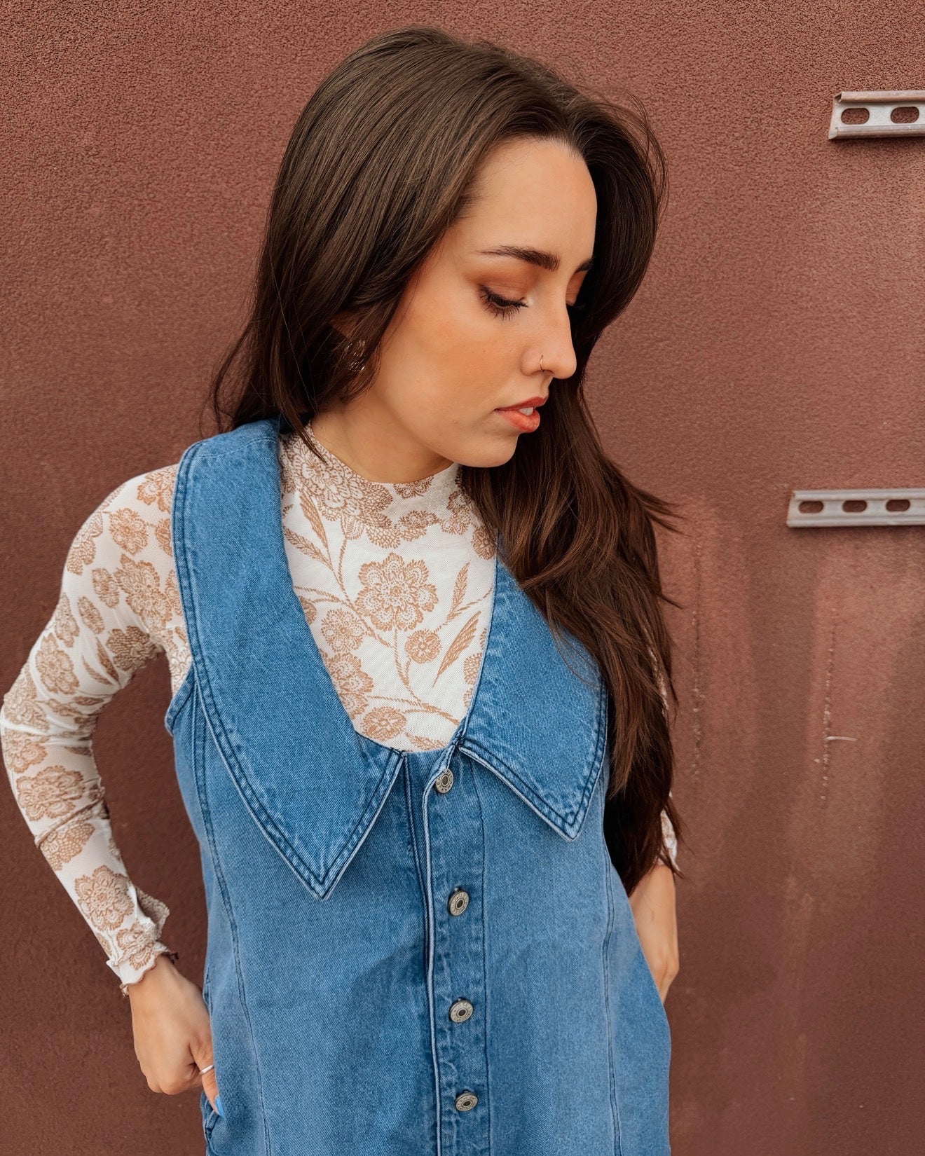 Collar Denim Romper