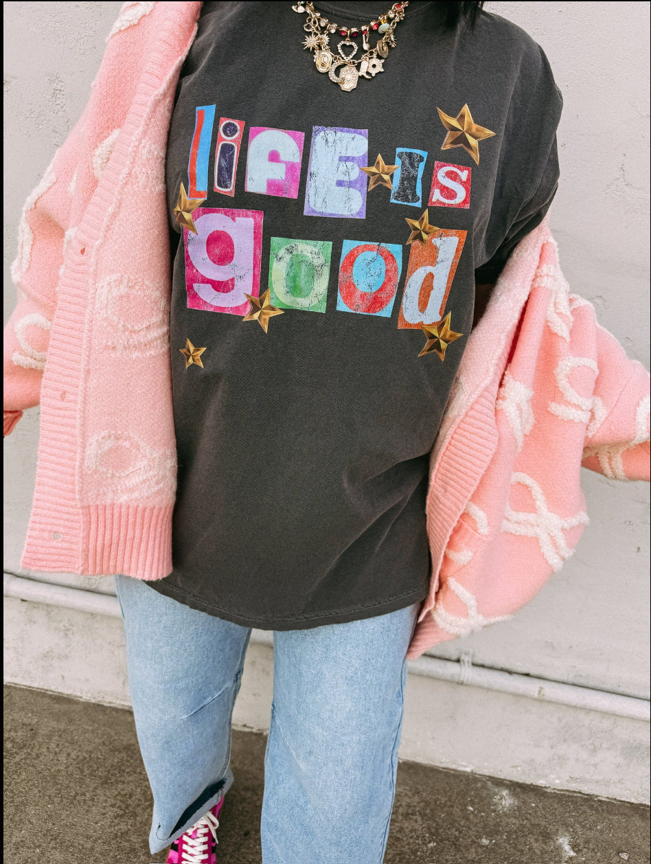 Life is good graphic tee - charcoal