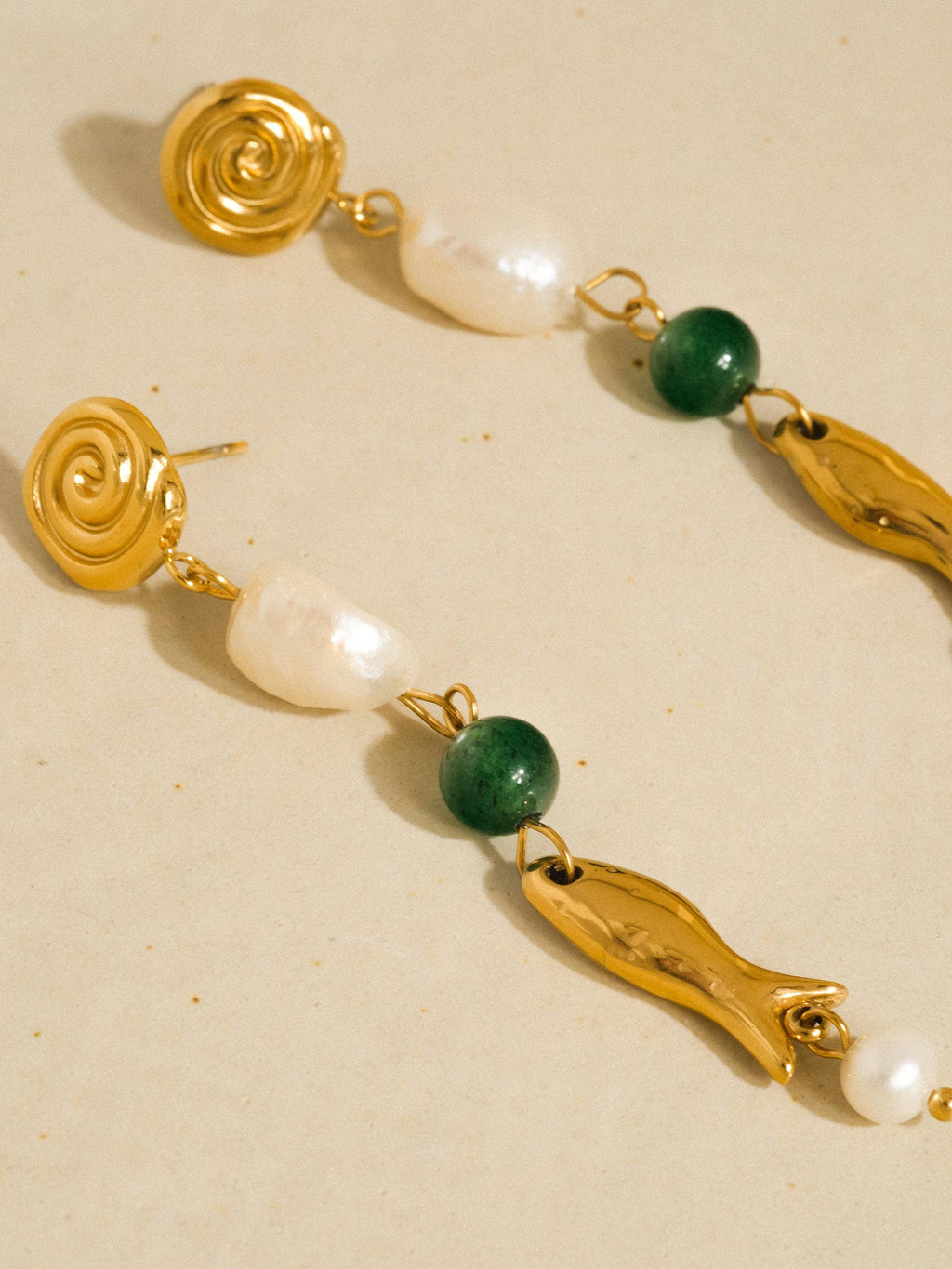 Non-Tarnish Pearl Fish Earrings