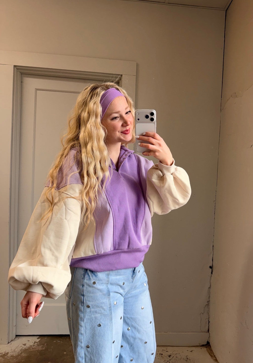 Snap Button Collar Pullover