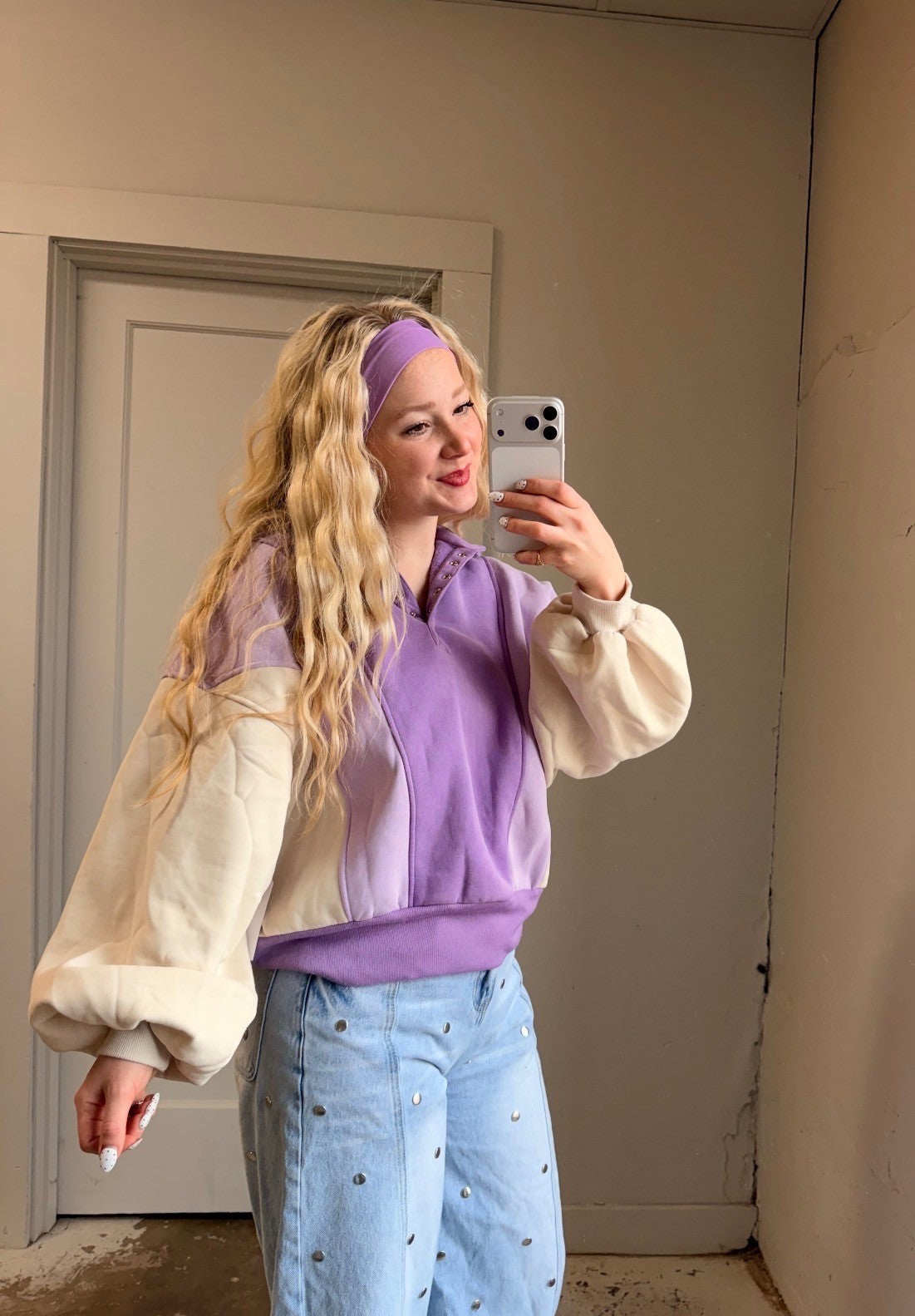 Snap Button Collar Pullover