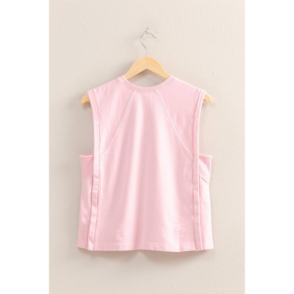 Round Neck Sleeveless Boxy Top