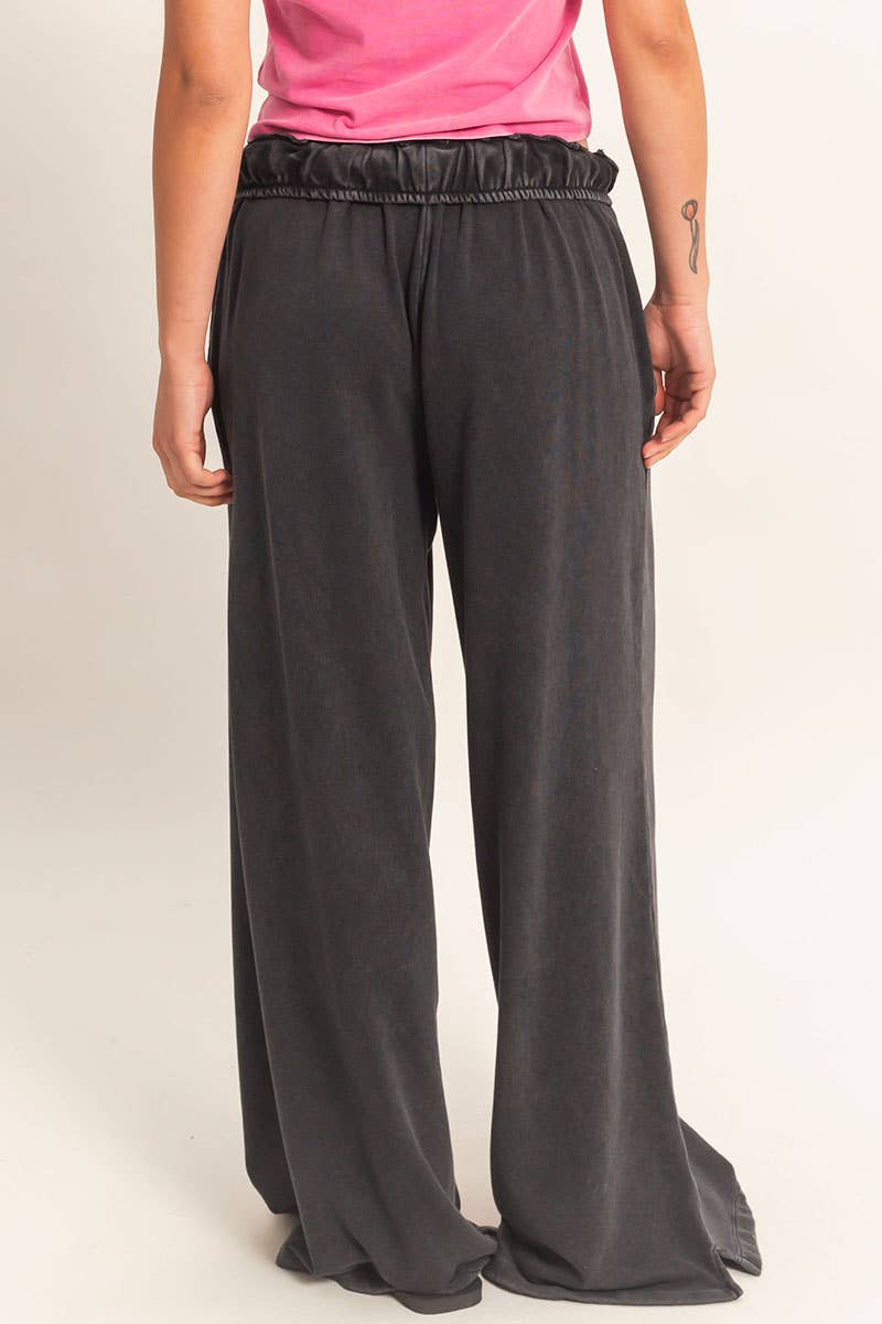 Fold Over Waist Wide Leg Sweatpant