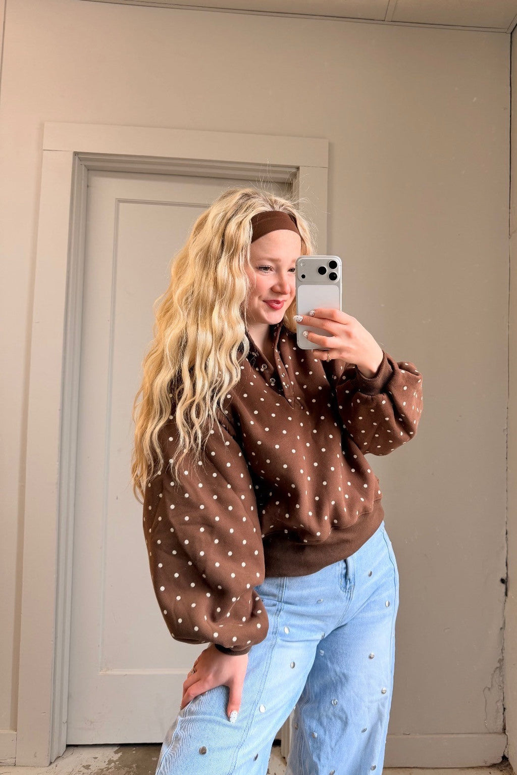 Snap Button Collar Pullover