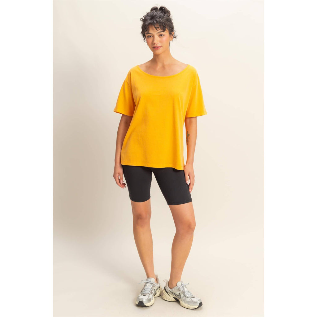 Boat Neck Short Sleeve Basic Tee