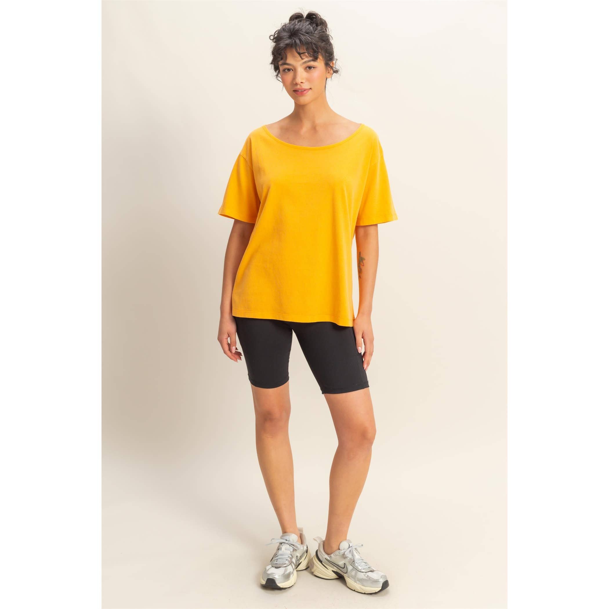 Boat Neck Short Sleeve Basic Tee
