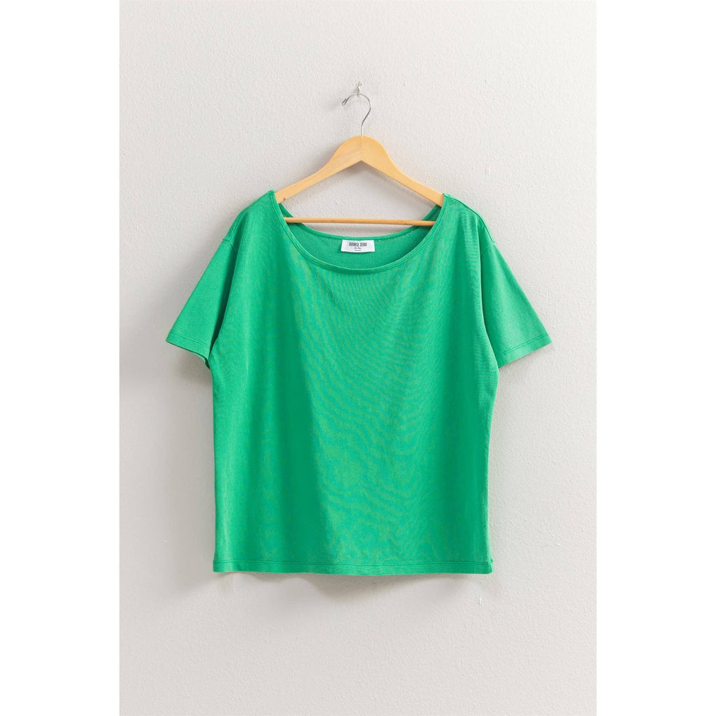 Boat Neck Short Sleeve Basic Tee