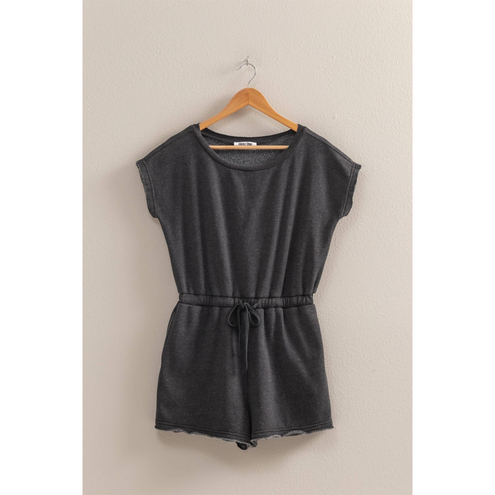 Cap Sleeve Drawstring Waist Romper