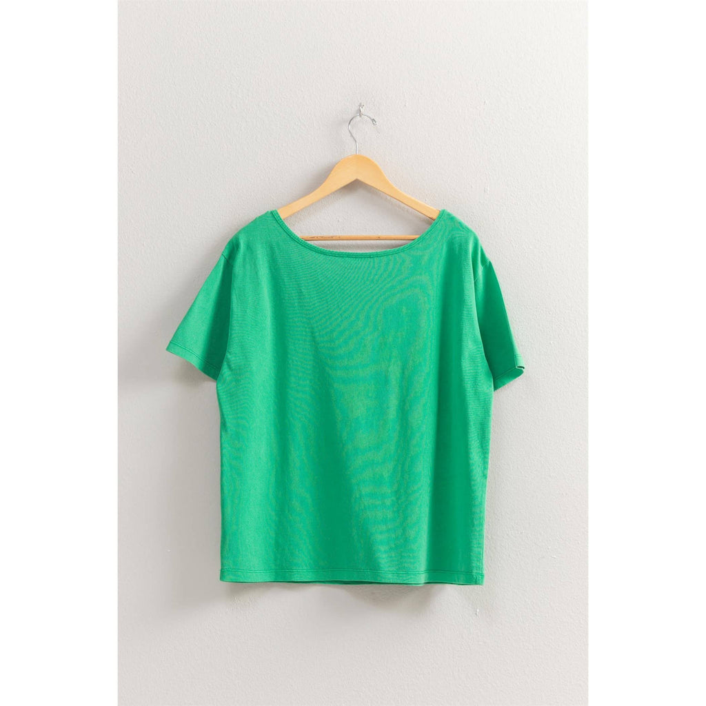 Boat Neck Short Sleeve Basic Tee