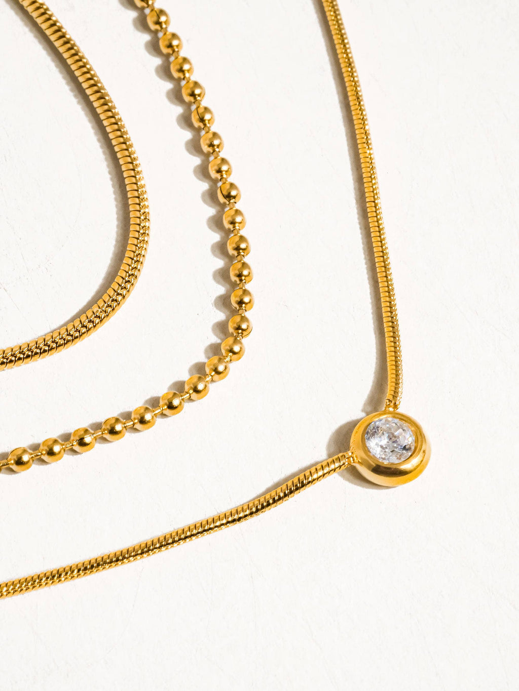 18K Gold Non-Tarnish Paulette Layer Necklace