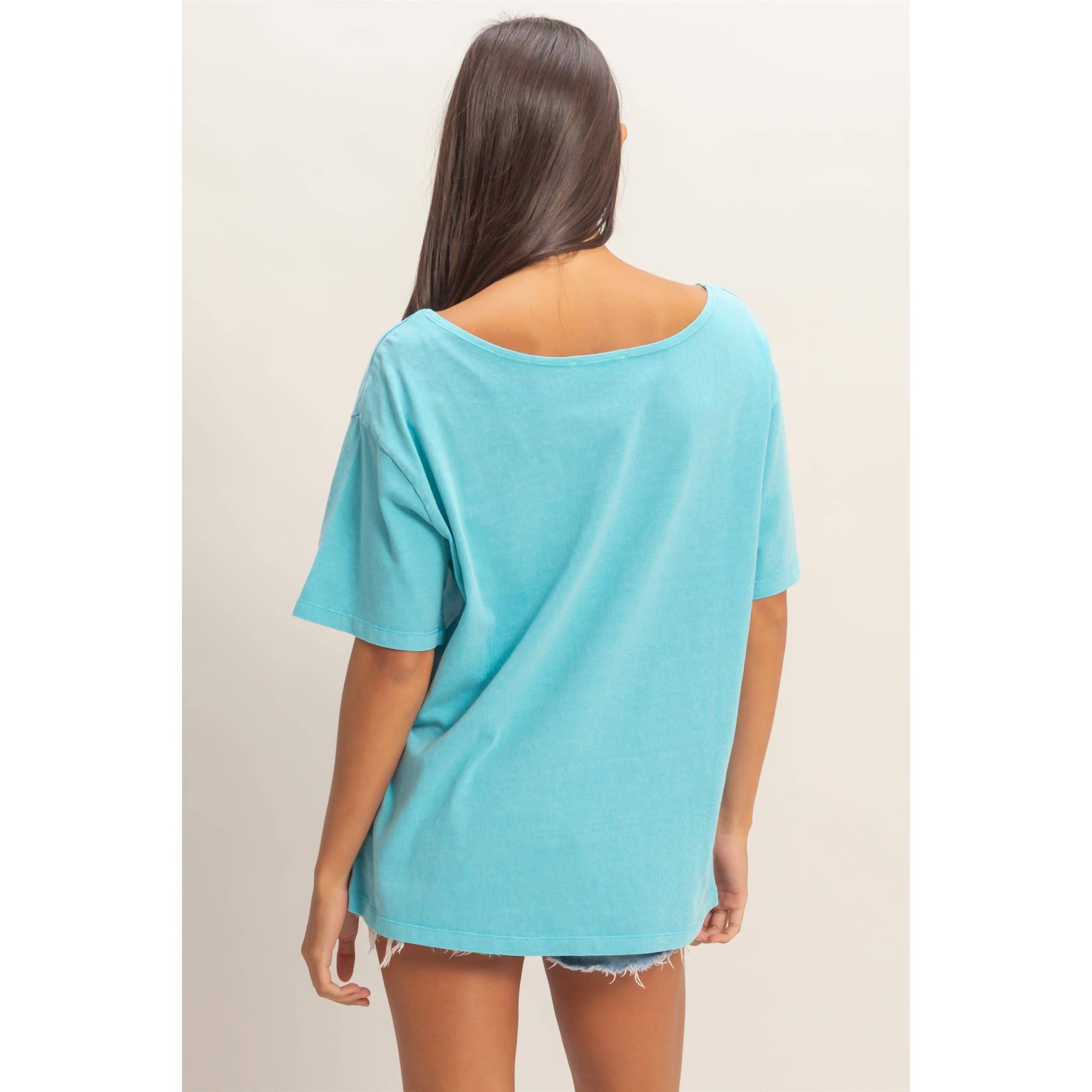 Boat Neck Short Sleeve Basic Tee