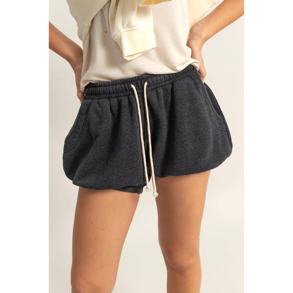 Drawstring Waist Bubbled Hem Shorts