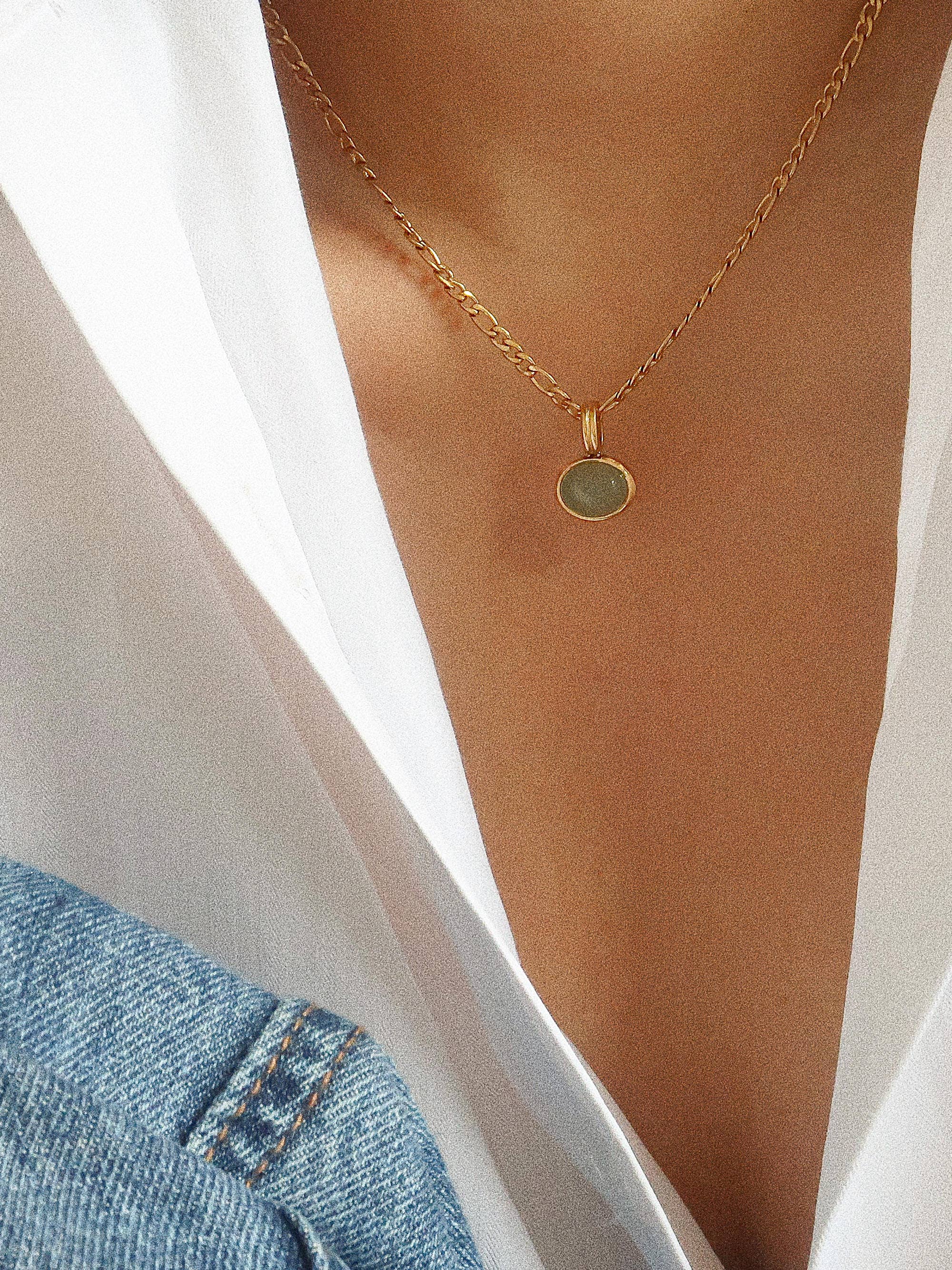 Non-Tarnish Green Pendant Necklace