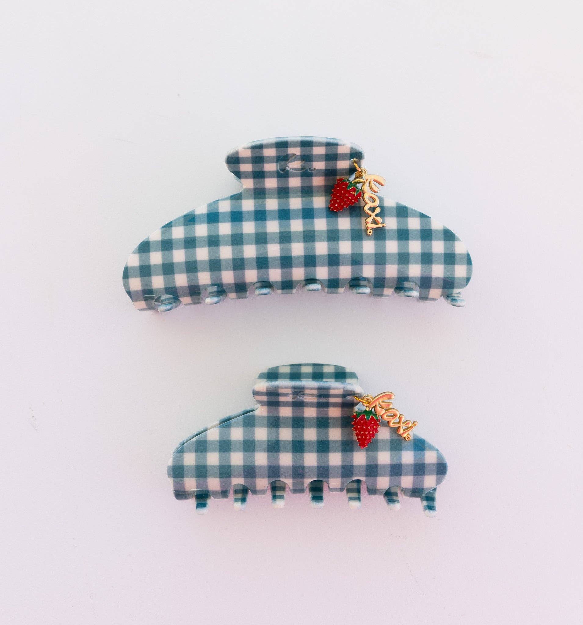 BLUE GINGHAM STRAWBERRY CHARM CLAW
