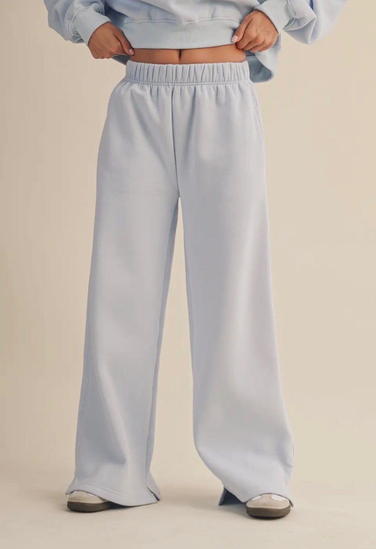 Soft Blue Wide Leg Sweatpants (set)