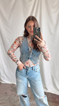 Peach Floral Mesh Top