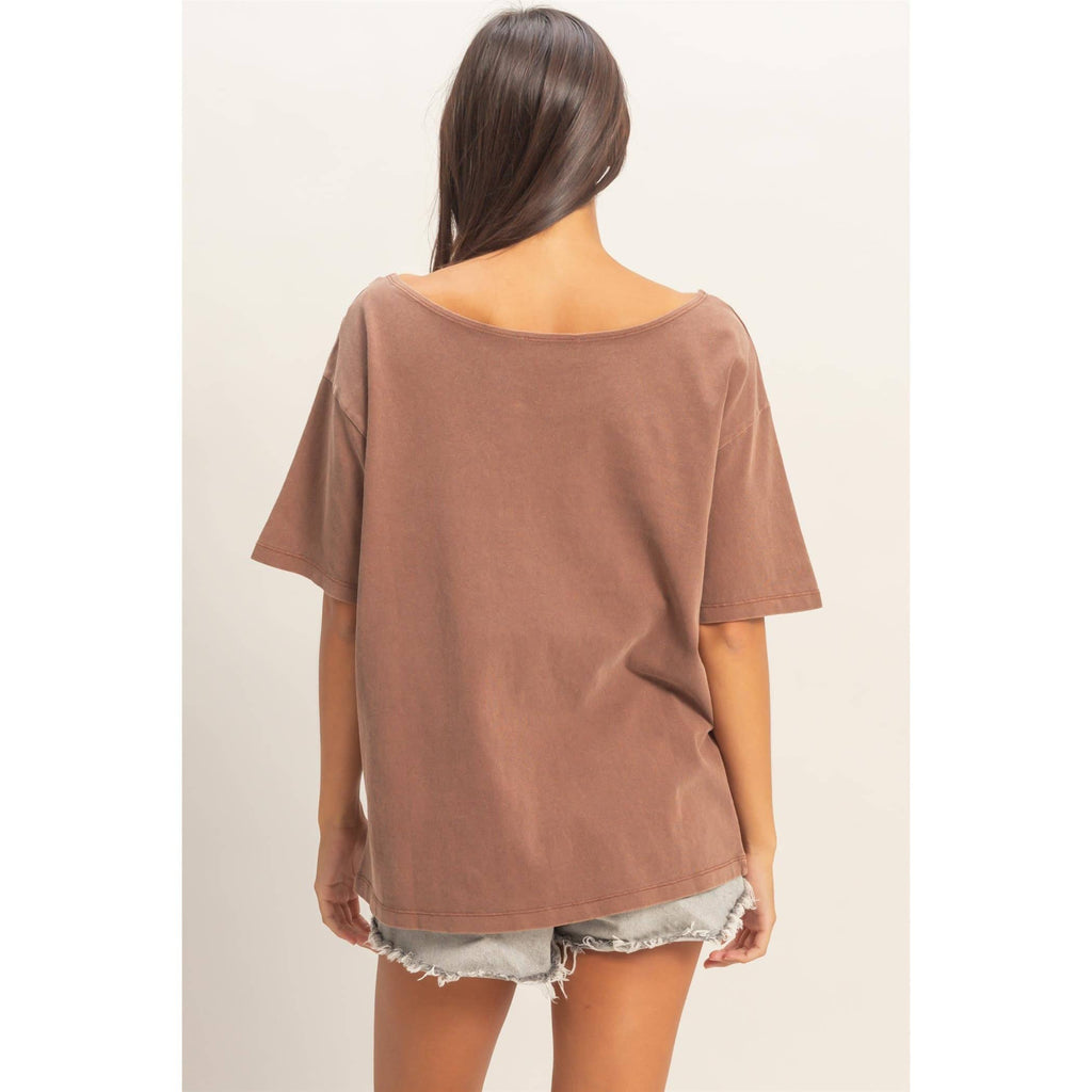Boat Neck Short Sleeve Basic Tee
