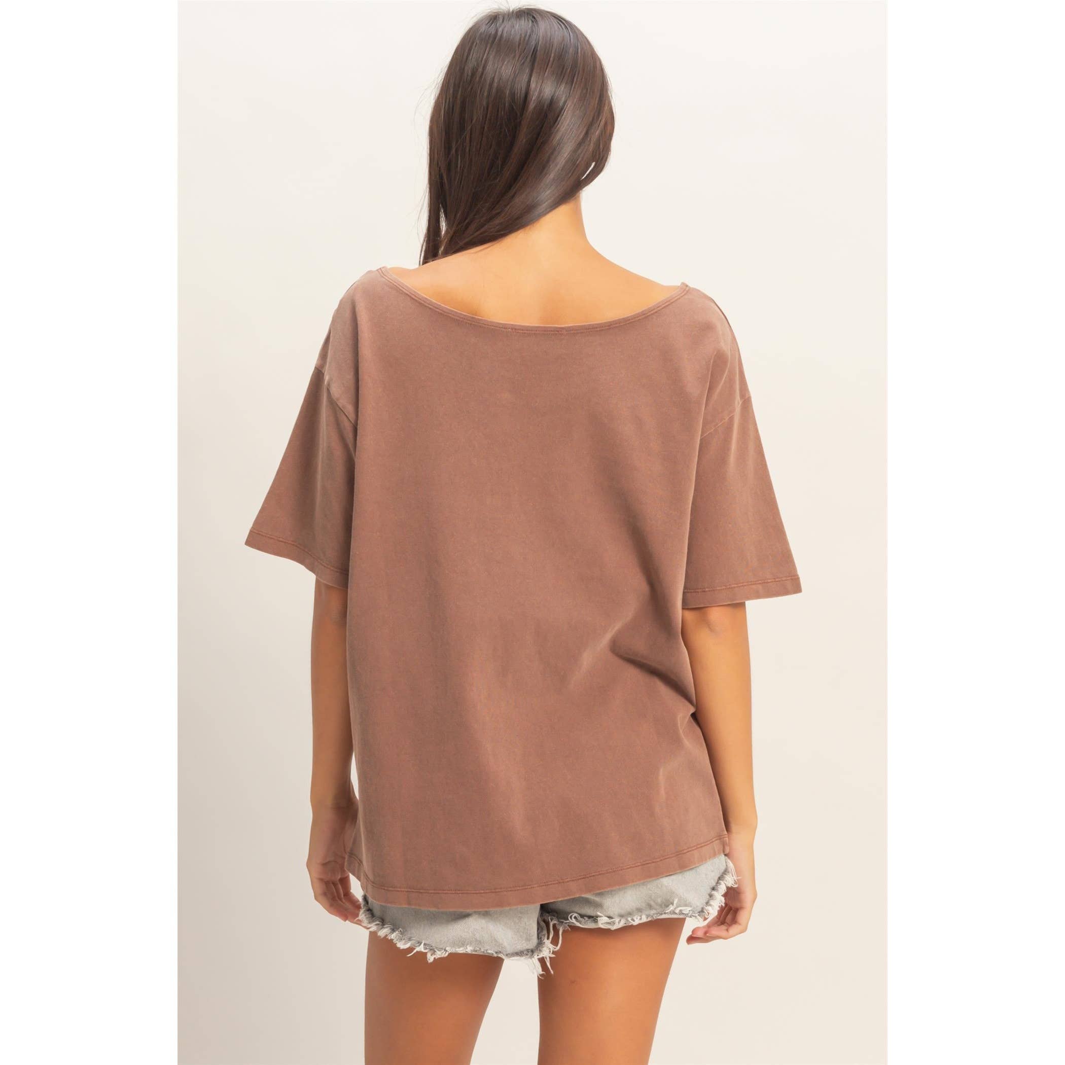 Boat Neck Short Sleeve Basic Tee
