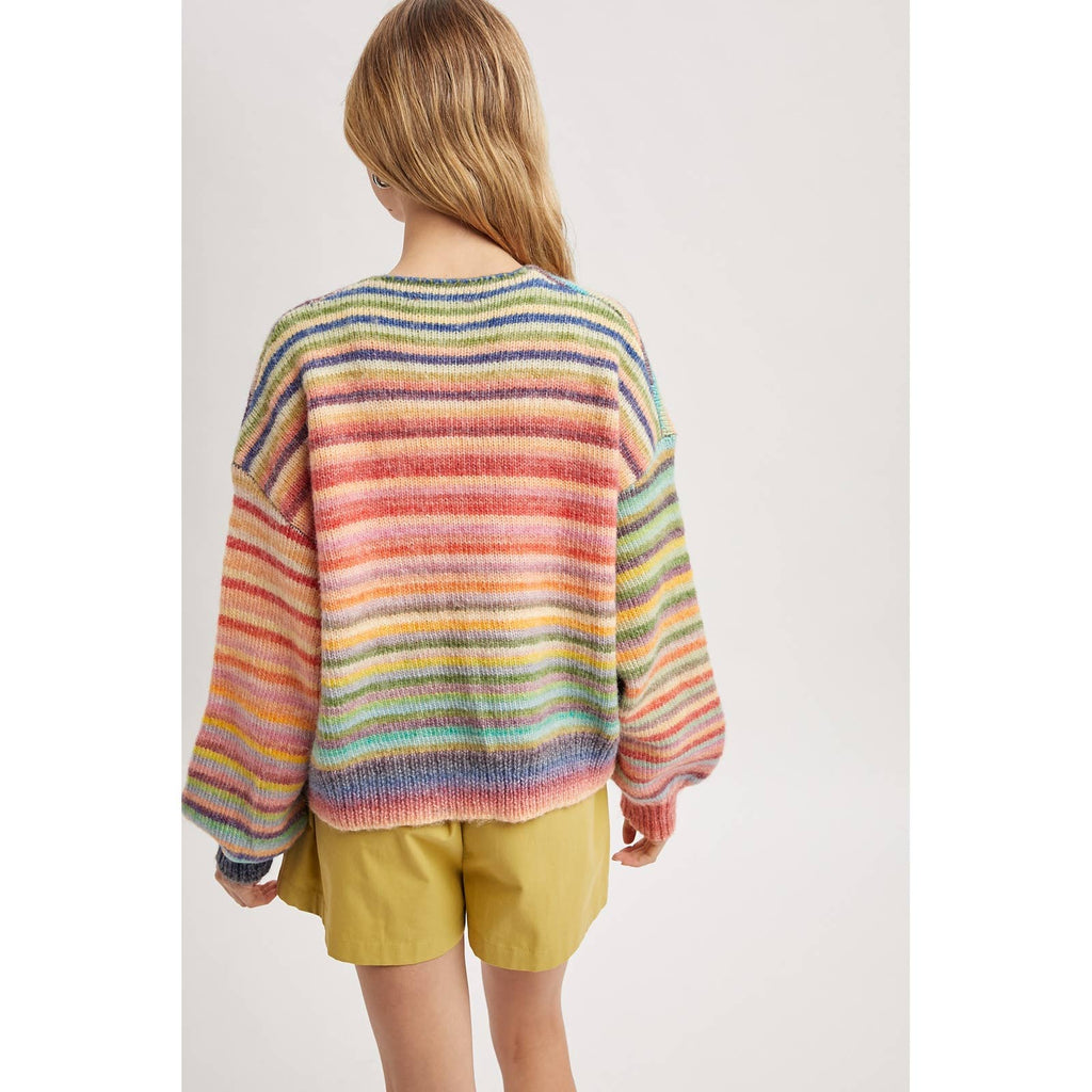 Viral Rainbow Tie Knit Cardigan