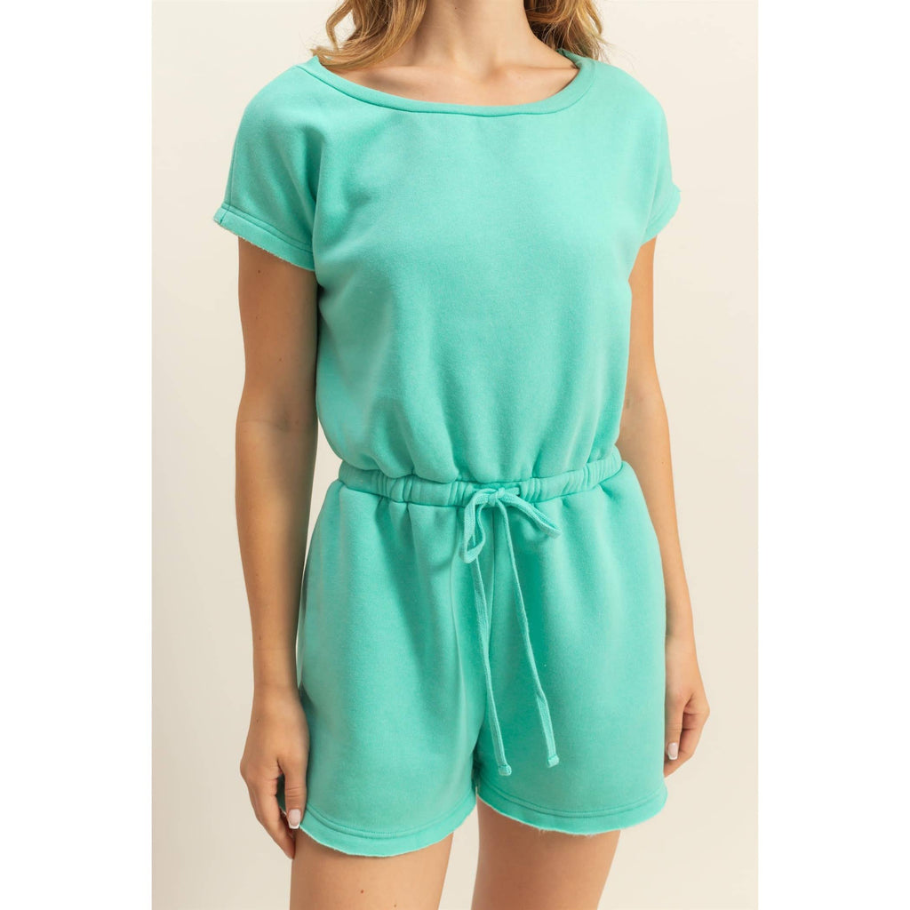 Cap Sleeve Drawstring Waist Romper