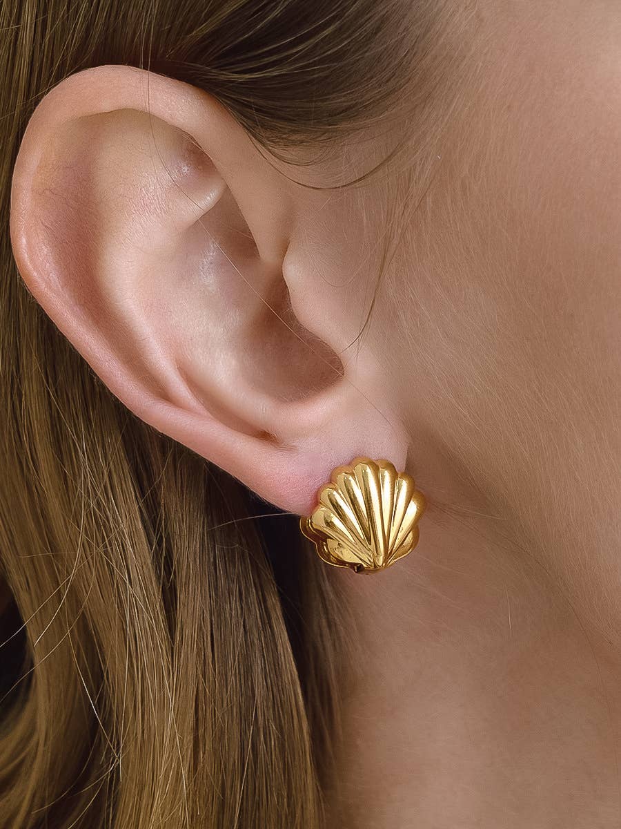 18K Gold Non-Tarnish Shell Earrings